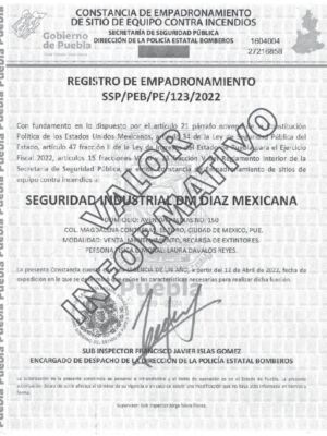 Empadronamiento Equipo contra incendio